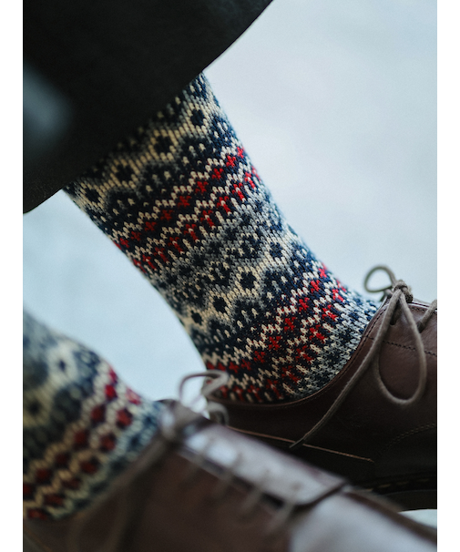 【Tabio MEN】紡毛フェアアイルニットレギュラーソックス