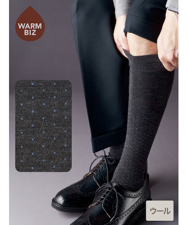 【Tabio MEN】WOOLピンドットロングホーズ