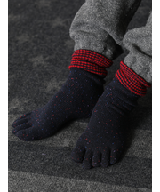 【Tabio MEN】WOOLネップ五本指レギュラー丈ソックス