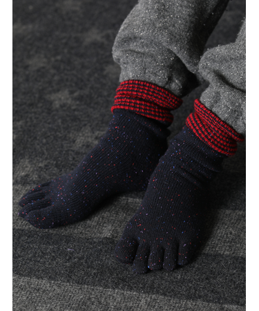 【Tabio MEN】WOOLネップ五本指レギュラー丈ソックス