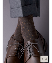 【Tabio MEN】WOOLピンドットレギュラーソックス(27.0~28.0cm)