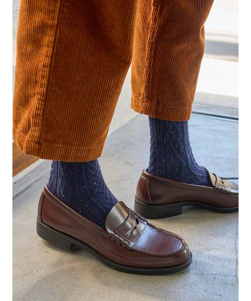 【Tabio MEN】 紡毛アランケーブルレギュラーソックス(27.0～29.0cm)