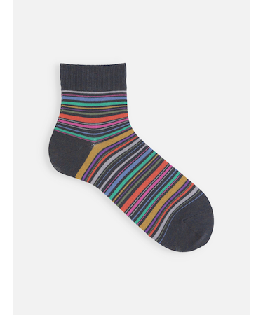 【Tabio MEN】カラフルマルチボーダーショート丈ソックス(27.0～29.0cm)
