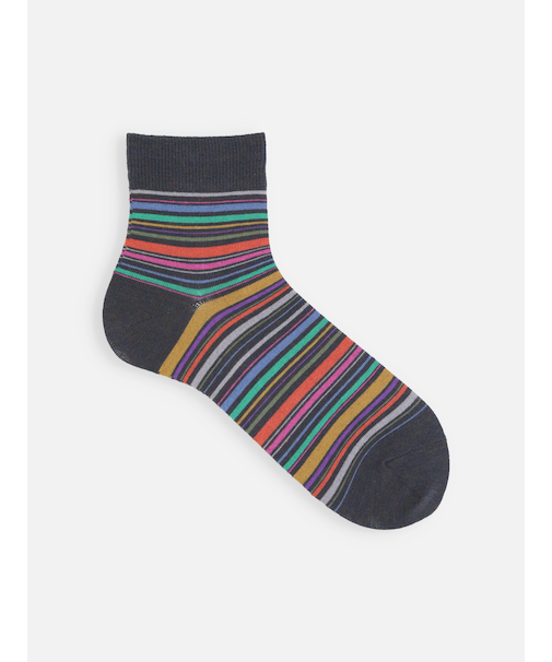 【Tabio MEN】カラフルマルチボーダーショート丈ソックス(27.0～29.0cm)