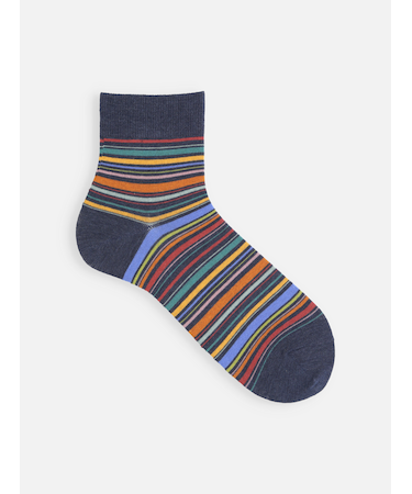 【Tabio MEN】カラフルマルチボーダーショート丈ソックス(27.0～29.0cm)