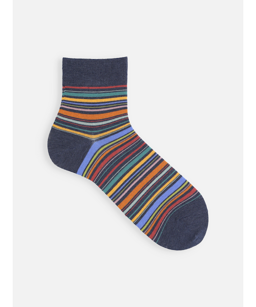 【Tabio MEN】カラフルマルチボーダーショート丈ソックス(27.0～29.0cm)
