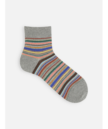 【Tabio MEN】カラフルマルチボーダーショート丈ソックス(23.0～25.0cm)