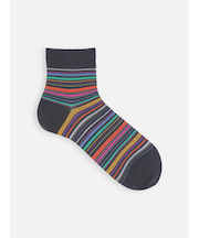 【Tabio MEN】カラフルマルチボーダーショート丈ソックス(23.0～25.0cm)