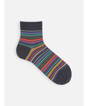 【Tabio MEN】カラフルマルチボーダーショート丈ソックス(23.0～25.0cm)