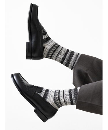 【Tabio MEN】WOOLボーダーフェアアイルレギュラーソックス