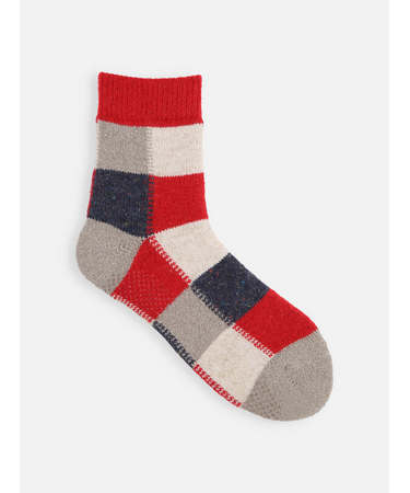 異素材ブロックパイルルームソックス