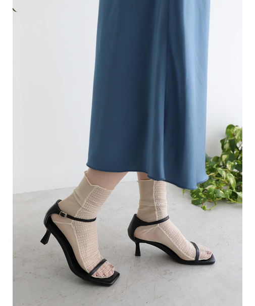 縫製フロントレースショートソックス