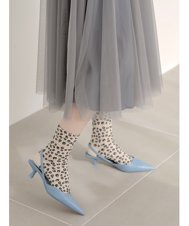 シャーリング風ヒョウ柄ショートソックス