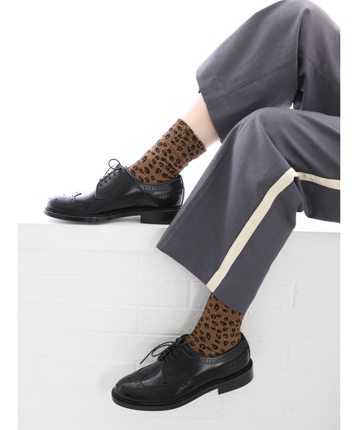 シャーリング風ヒョウ柄ショートソックス