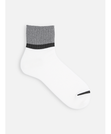 【Tabio MEN】ハーフカラーライン杢ショートソックス(27.0～29.0cm)