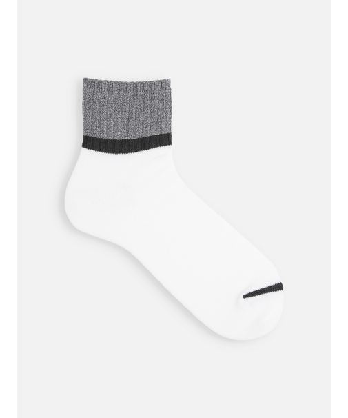 【Tabio MEN】ハーフカラーライン杢ショートソックス(27.0～29.0cm)