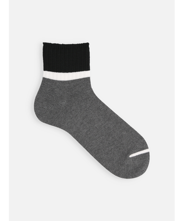 【Tabio MEN】ハーフカラーライン杢ショートソックス(27.0～29.0cm)