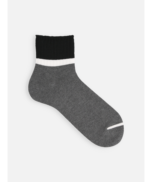 【Tabio MEN】ハーフカラーライン杢ショートソックス(27.0～29.0cm)