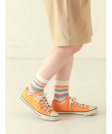 メッシュマルチボーダーショートソックス