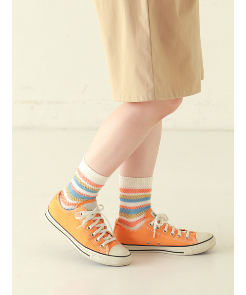 メッシュマルチボーダーショートソックス