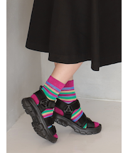メッシュマルチボーダーショートソックス