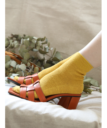 【最上級リネン】1×1リブショートソックス