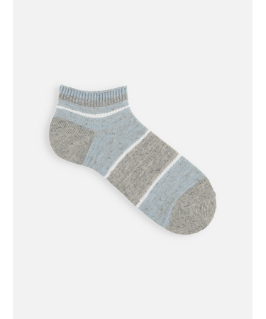 【Tabio MEN】綿麻引き揃えボーダースニーカー丈ソックス