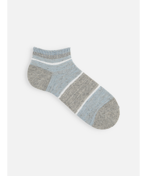 【Tabio MEN】綿麻引き揃えボーダースニーカー丈ソックス