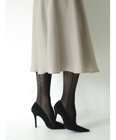 レースストライプハイソックス