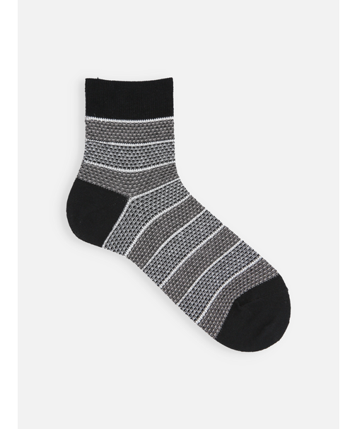 【Tabio MEN】綿麻太ボーダーショートソックス(27.0～29.0cm)