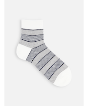 【Tabio MEN】綿麻太ボーダーショートソックス(27.0～29.0cm)