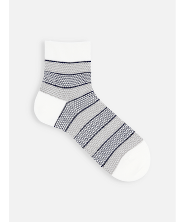 【Tabio MEN】綿麻太ボーダーショートソックス(27.0～29.0cm)