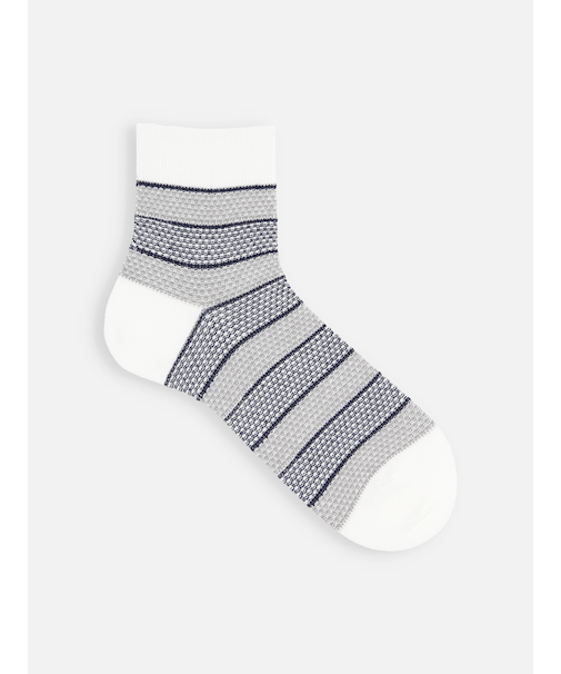 【Tabio MEN】綿麻太ボーダーショートソックス(27.0～29.0cm)