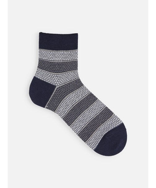 【Tabio MEN】綿麻太ボーダーショートソックス(27.0～29.0cm)