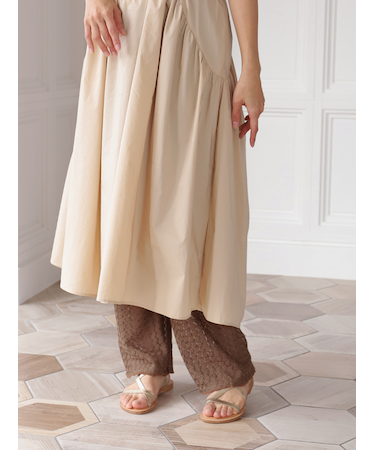 透かし編みリーフレースレギンス12分丈