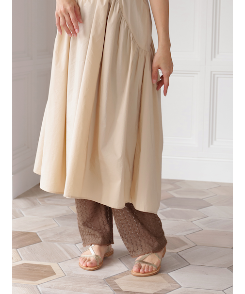 透かし編みリーフレースレギンス12分丈