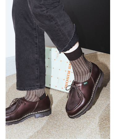 【Tabio MEN】綿麻JQストライプショートソックス