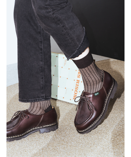 【Tabio MEN】綿麻JQストライプショートソックス