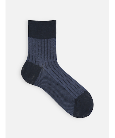 【Tabio MEN】綿麻JQストライプショートソックス