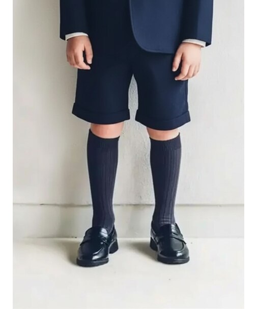ジュニアサイズ 表糸綿100で毛玉が出来にくい：リブハイソックス23～25cm【カスタム刺繍対応】