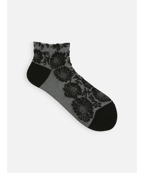 【ゴムくちソフト】お花フロートちょい長ショートソックス