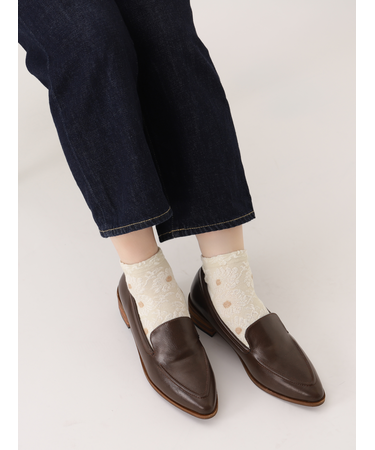 【ゴムくちソフト】お花フロートちょい長ショートソックス