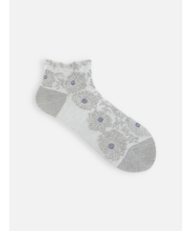 【ゴムくちソフト】お花フロートちょい長ショートソックス