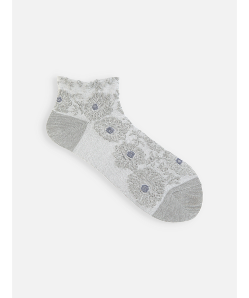 【ゴムくちソフト】お花フロートちょい長ショートソックス