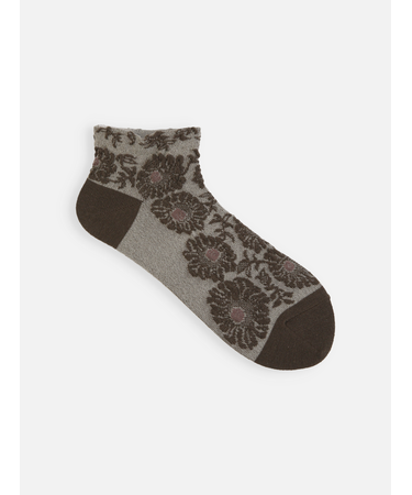 【ゴムくちソフト】お花フロートちょい長ショートソックス