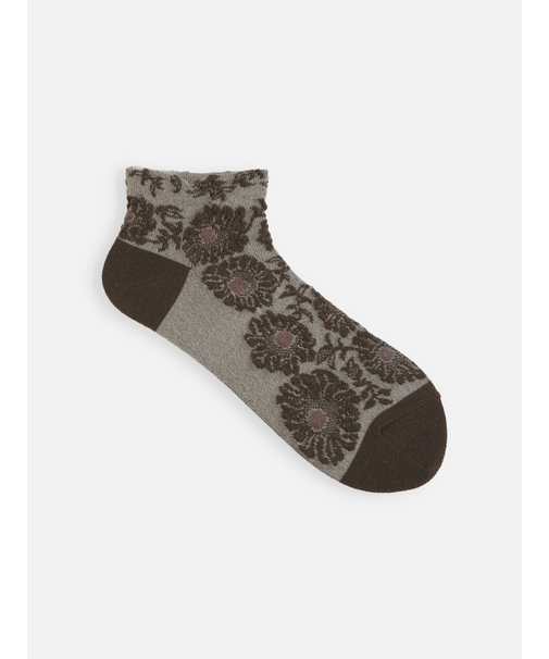 【ゴムくちソフト】お花フロートちょい長ショートソックス