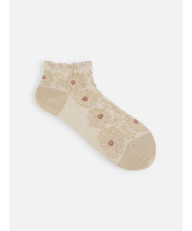 【ゴムくちソフト】お花フロートちょい長ショートソックス