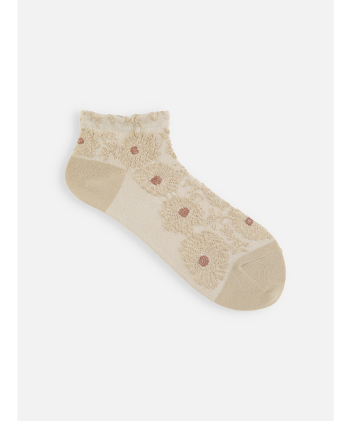 【ゴムくちソフト】お花フロートちょい長ショートソックス