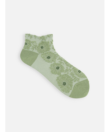 【ゴムくちソフト】お花フロートちょい長ショートソックス