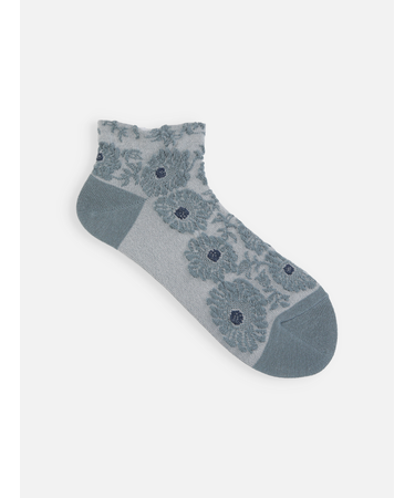 【ゴムくちソフト】お花フロートちょい長ショートソックス